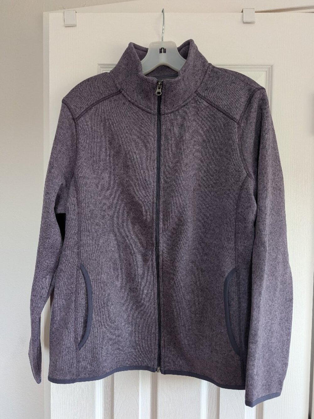 Eddie Bauer Fleece Zip-up Sweater, Heathered Purple